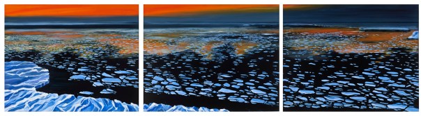Iceberg Wasteland-Oil on Canvas-Triptych 90w x 24h