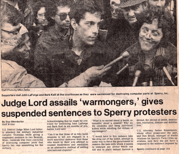 Star Tribune headline from LaForge archives